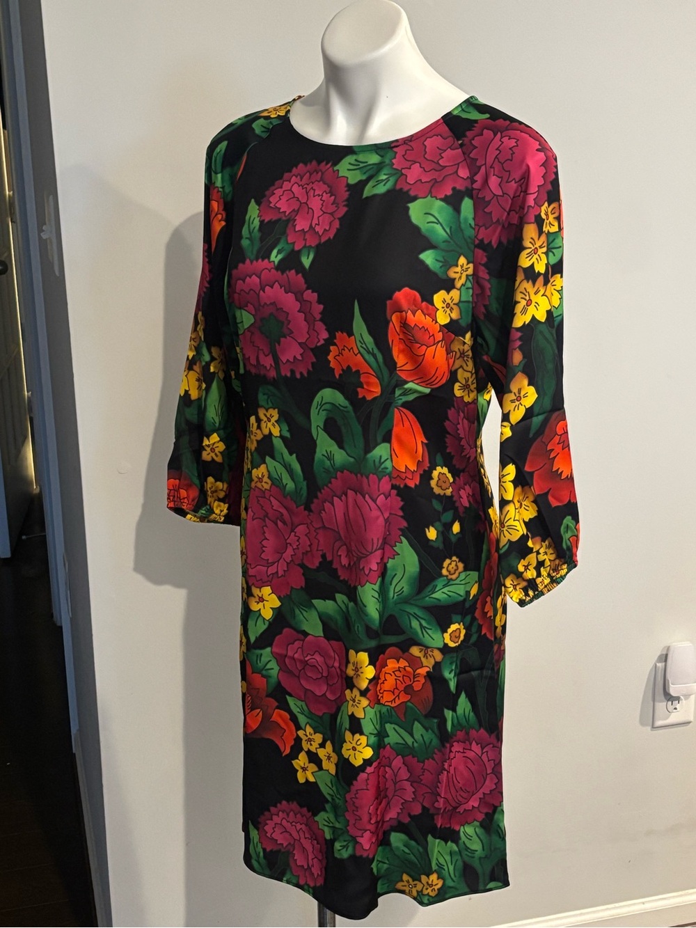 Flora Bea New York $298 Daniella Black Floral Long-Sleeve Dress